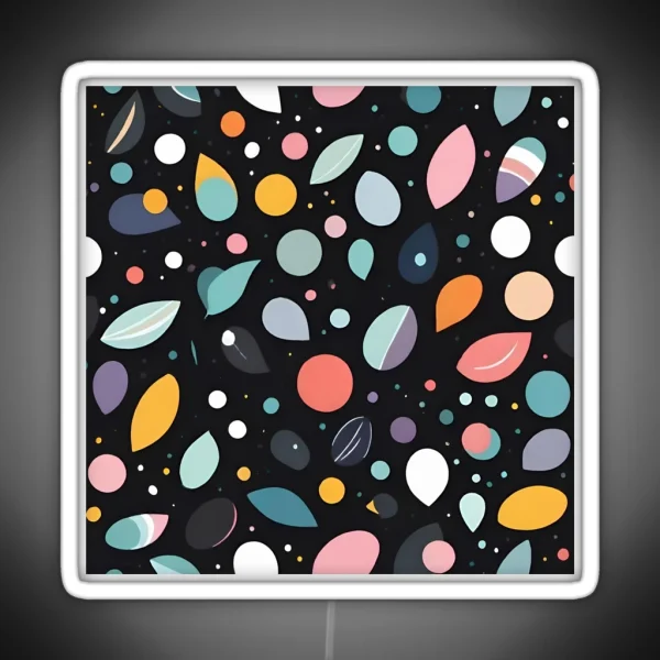 Playful Abstract Leaves Pattern RGB Neon Sign