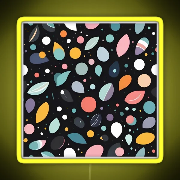 Playful Abstract Leaves Pattern RGB Neon Sign
