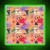 Vibrant Neon Sign with Abstract Shapes in Bright Colorful Patterns