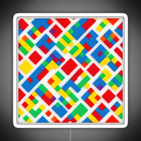 Playful Brick Motifs Colorful Pattern RGB Neon Sign