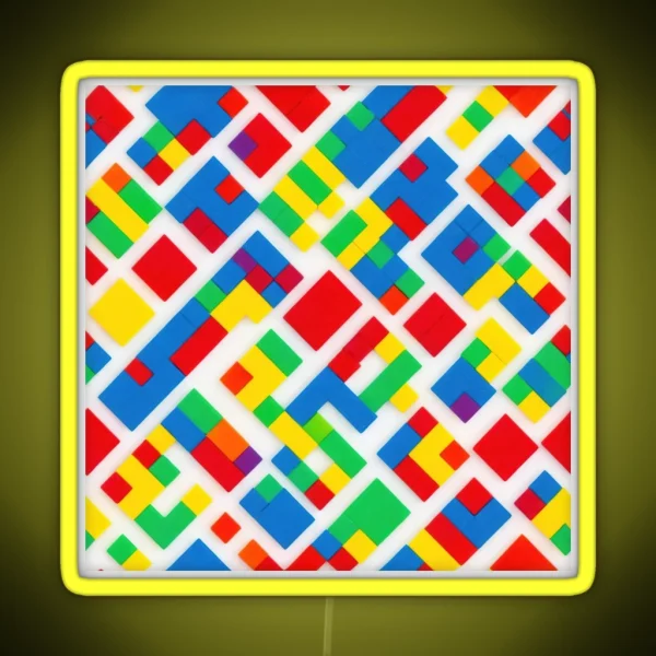 Playful Brick Motifs Colorful Pattern RGB Neon Sign