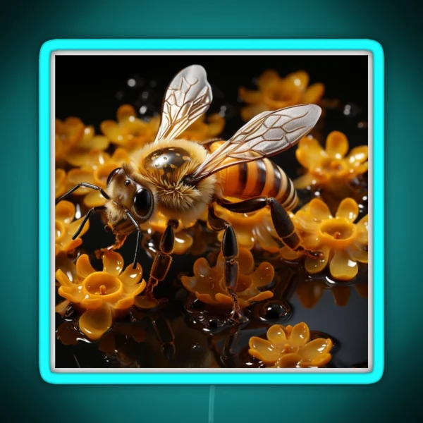 Playful Bumblebees And Honeycombs RGB Neon Sign