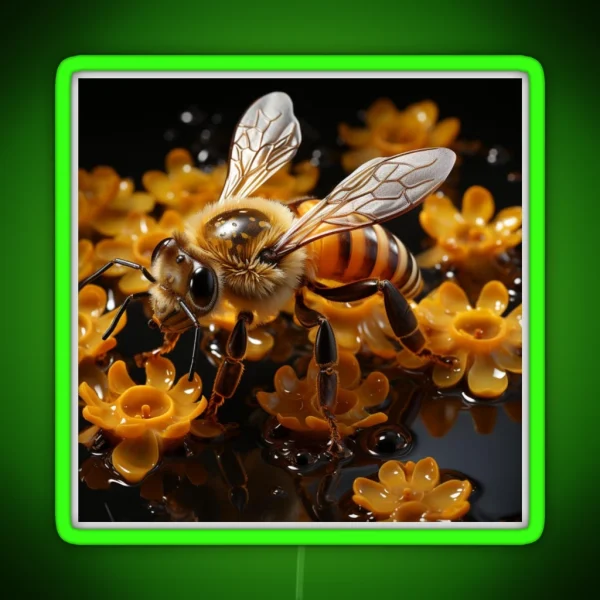 Playful Bumblebees And Honeycombs RGB Neon Sign