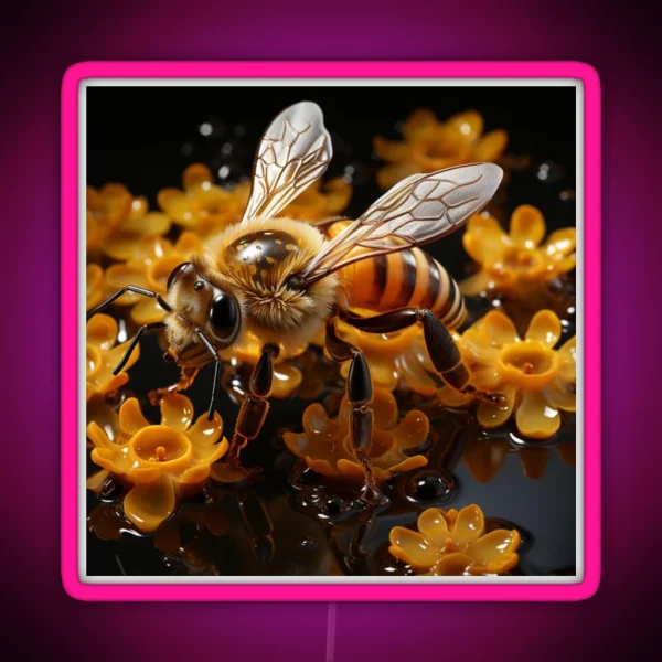 Playful Bumblebees And Honeycombs RGB Neon Sign