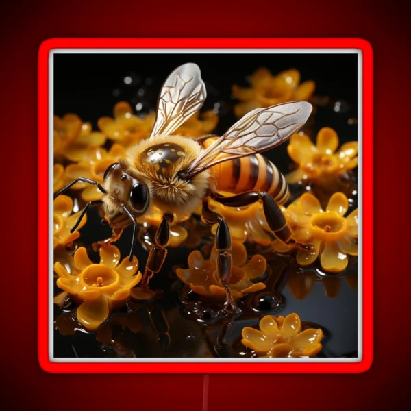 Playful Bumblebees And Honeycombs RGB Neon Sign