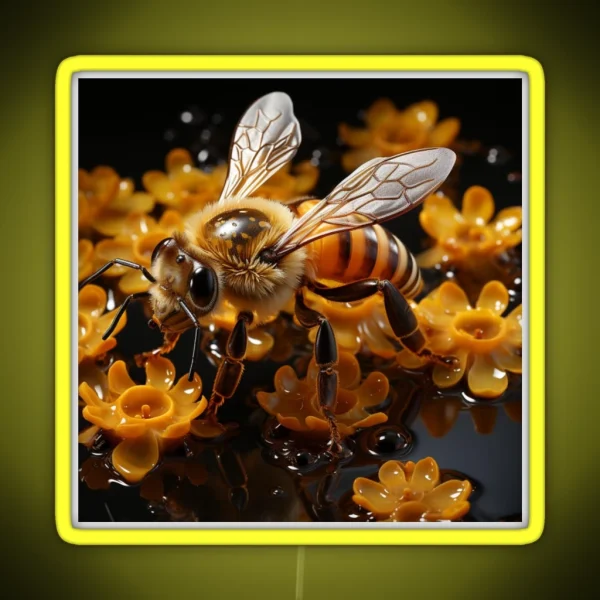 Playful Bumblebees And Honeycombs RGB Neon Sign