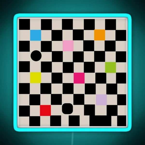 Playful Check Pattern RGB Neon Sign