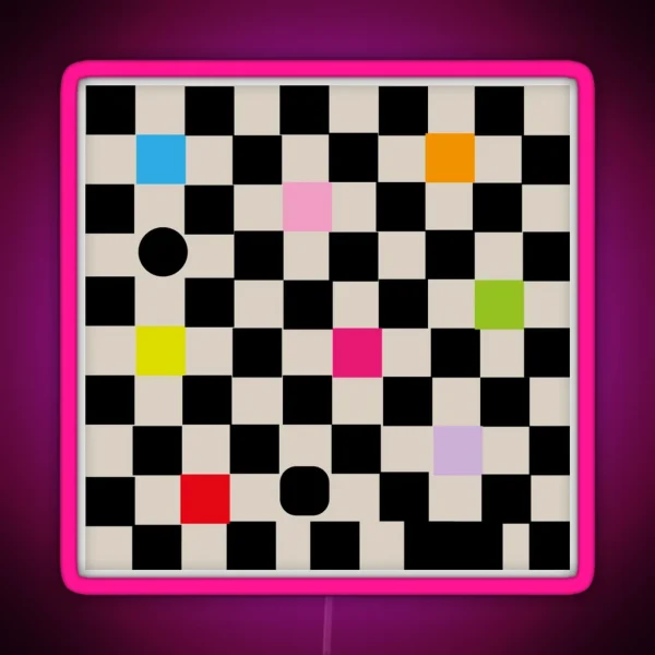 Playful Check Pattern RGB Neon Sign