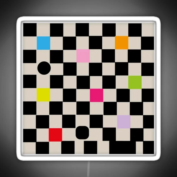 Playful Check Pattern RGB Neon Sign