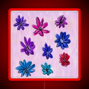 Playful Flowers Pattern RGB Neon Sign