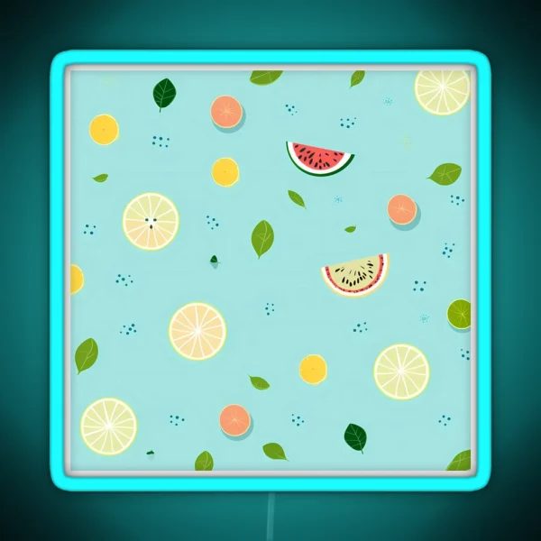 Playful Fruit Pattern RGB Neon Sign