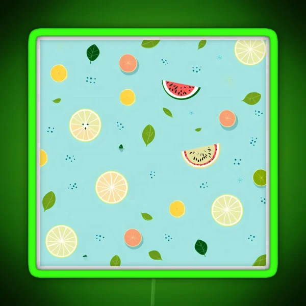 Playful Fruit Pattern RGB Neon Sign