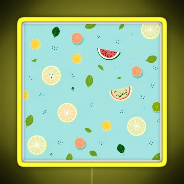 Playful Fruit Pattern RGB Neon Sign