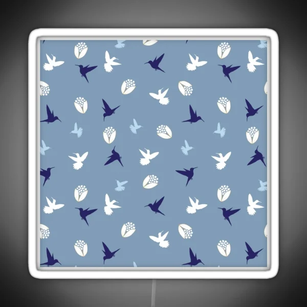 Playful Hummingbirds Blue RGB Neon Sign