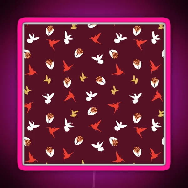 Playful Hummingbirds Magenta RGB Neon Sign