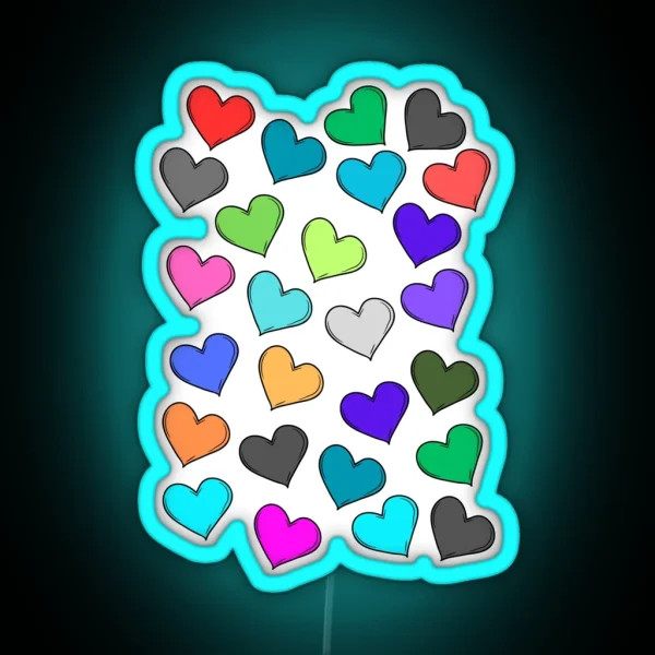 Playful Multicolored Heart Pattern RGB Neon Sign