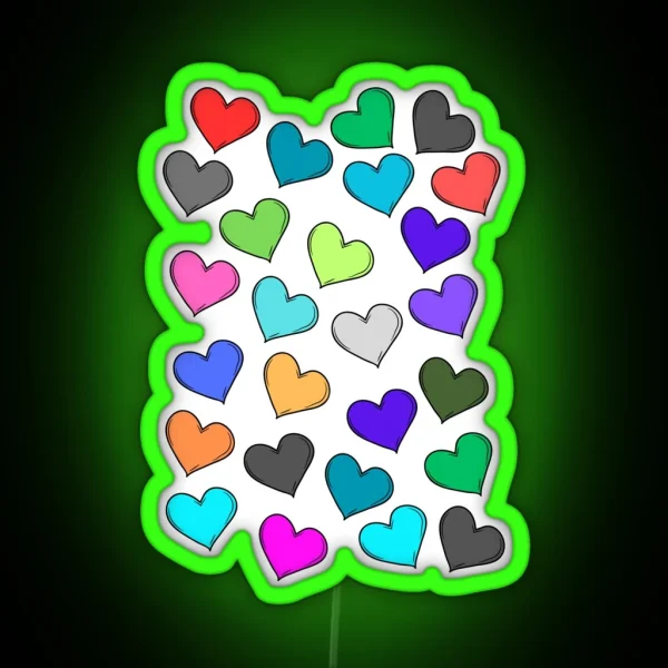 Playful Multicolored Heart Pattern RGB Neon Sign