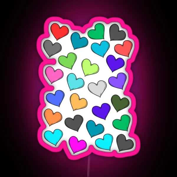 Playful Multicolored Heart Pattern RGB Neon Sign