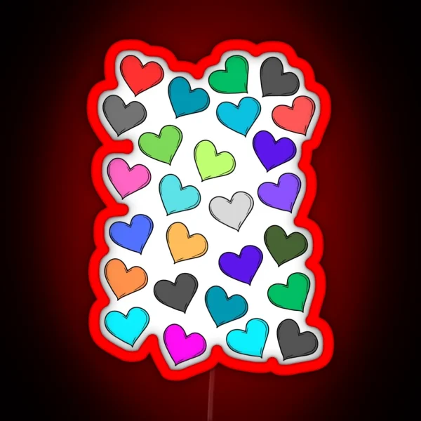 Playful Multicolored Heart Pattern RGB Neon Sign