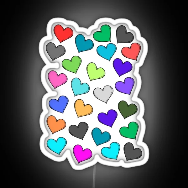 Playful Multicolored Heart Pattern RGB Neon Sign