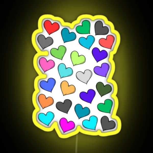 Playful Multicolored Heart Pattern RGB Neon Sign