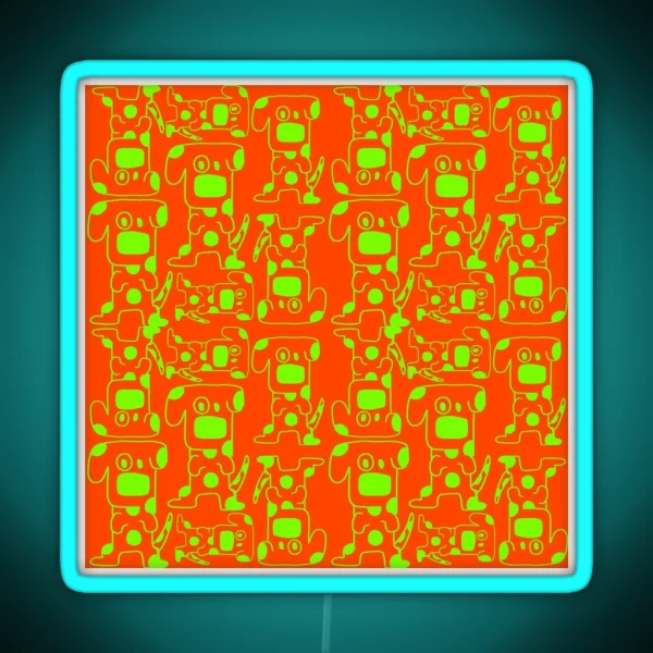 Playful Neon Dog Pattern RGB Neon Sign