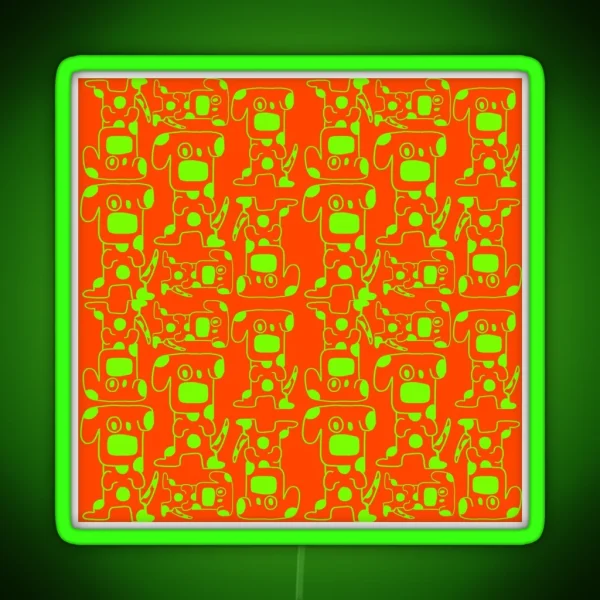 Playful Neon Dog Pattern RGB Neon Sign
