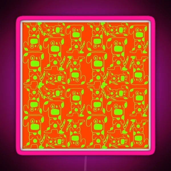 Playful Neon Dog Pattern RGB Neon Sign
