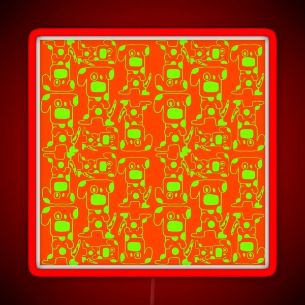 Playful Neon Dog Pattern RGB Neon Sign
