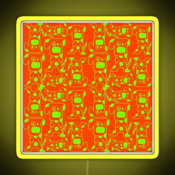 Playful Neon Dog Pattern RGB Neon Sign