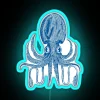 Whimsical Neon Sign with Vibrant Pink and Blue Octopus Design