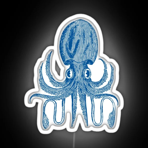 Playful Octopus Block Print Pattern In Pink RGB Neon Sign