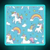 Colorful Unicorn Decorations with Neon Lights Seamless Artistic Pattern Design