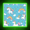 Whimsical unicorn neon wall art with colorful rainbow seamless design