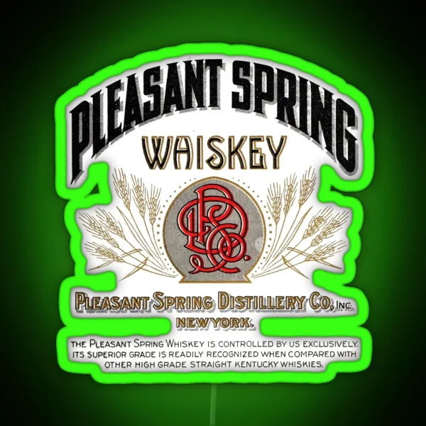 Pleasant Spring Whiskey Pleasant Spring Distillery Co RGB Neon Sign