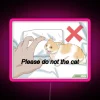 Vibrant RGB LED neon sign featuring humorous cat meme design