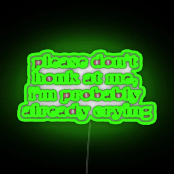 Please Don T Honk At Me I M Probably Already Crying RGB Neon Sign