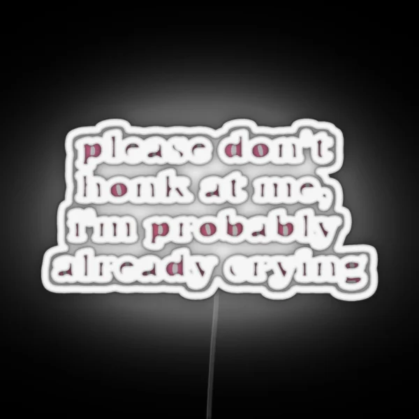 Please Don T Honk At Me I M Probably Already Crying RGB Neon Sign