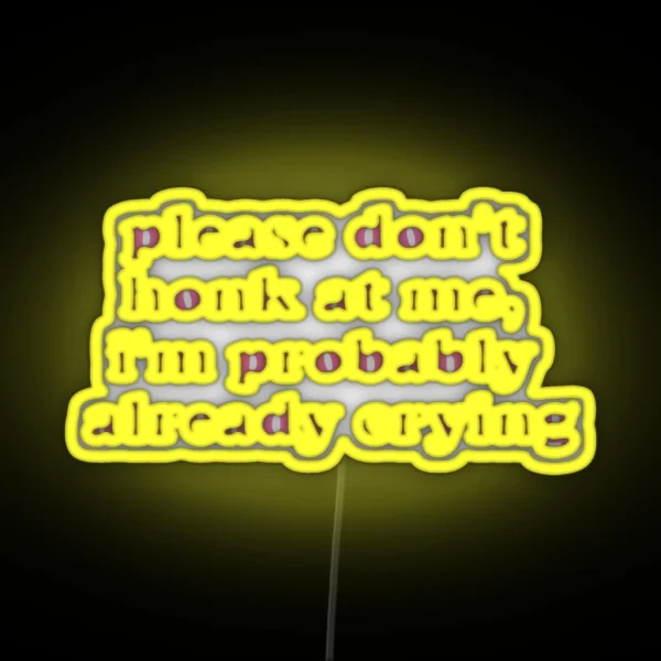 Please Don T Honk At Me I M Probably Already Crying RGB Neon Sign