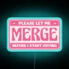 Neon 'Please let me merge' car bumper decor with RGB lighting
