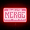 Merger etiquette warning in cute glowing RGB neon lettering