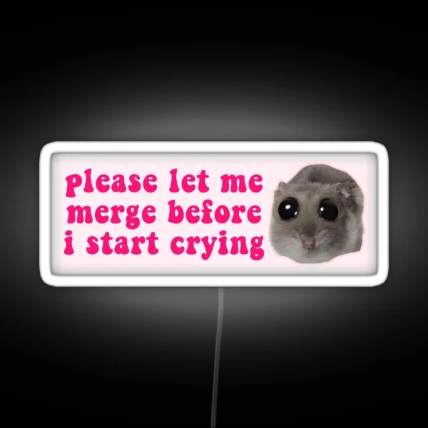 Please Let Me Merge Before I Start Crying RGB Neon Sign