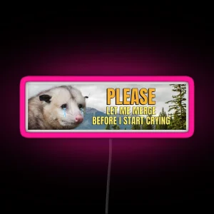 Please Let Me Merge Before I Start Crying Possum Bumper Led Funny Meme Bumper Led RGB Neon Sign