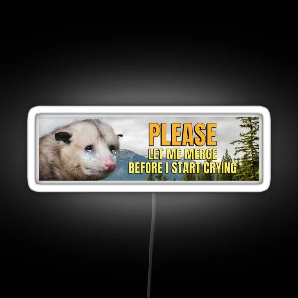 Please Let Me Merge Before I Start Crying Possum Bumper RGB Neon Sign