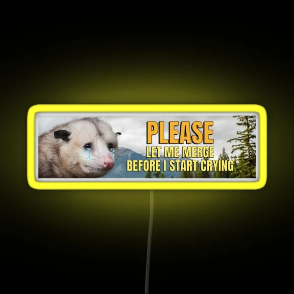 Please Let Me Merge Before I Start Crying Possum Bumper RGB Neon Sign