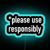 Neon Bar Signs for Home Decor with Please Use Responsibly Lettering