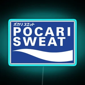 POCARI SWEAT On Blue Background RGB Neon Sign