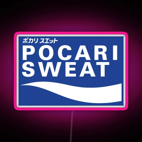 POCARI SWEAT On Blue Background RGB Neon Sign