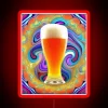 Vintage-inspired Poetic Pilsner brewery sign with colorful glowing neon letters.