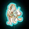 Aqua Colorful Neon Octopus Sign with Ax Wielding Personality